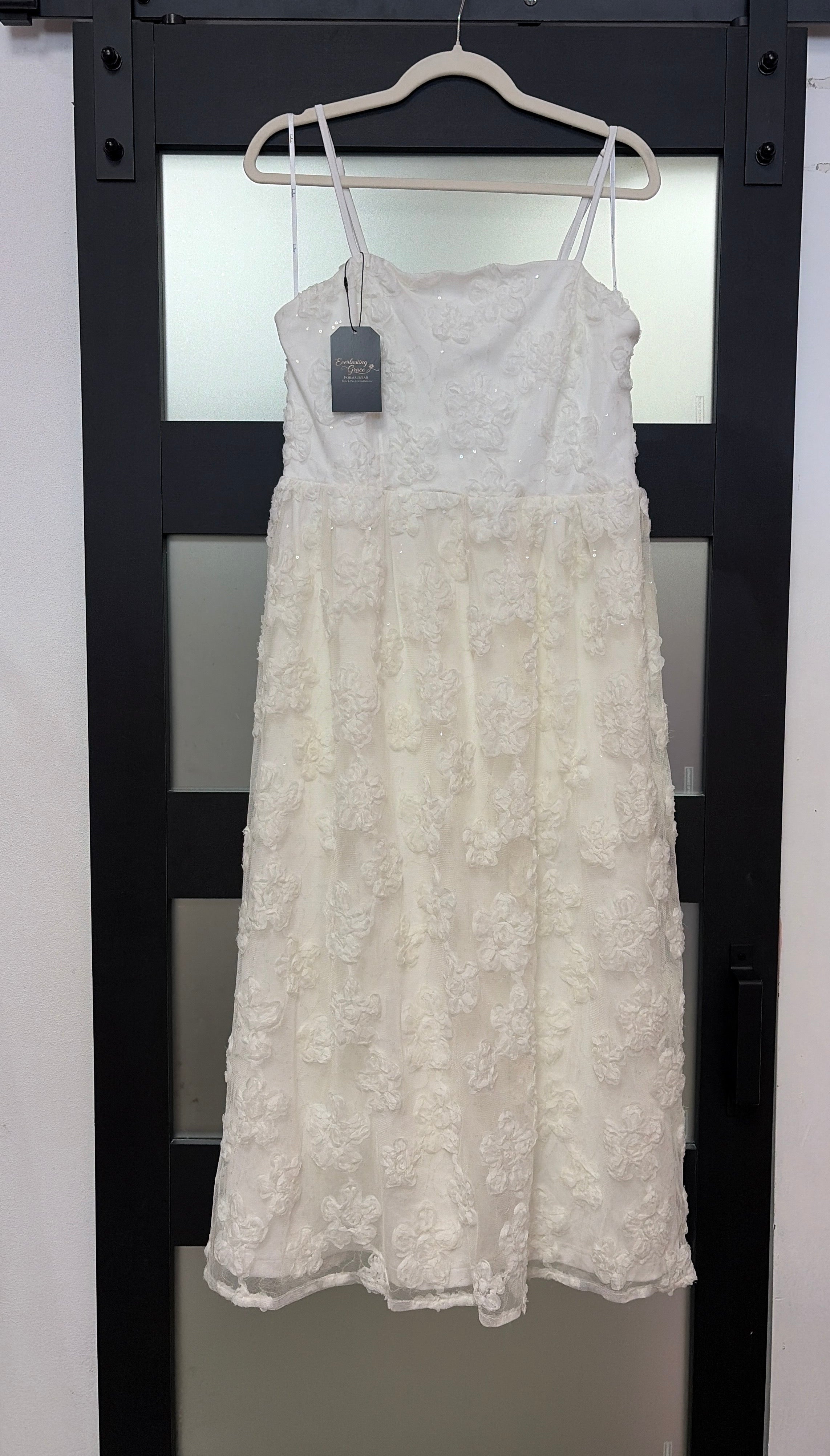 lulus ivory lace dress Rosette Floral Midi – Everlasting Grace Formalwear LLC Floor length Neck Size:16
