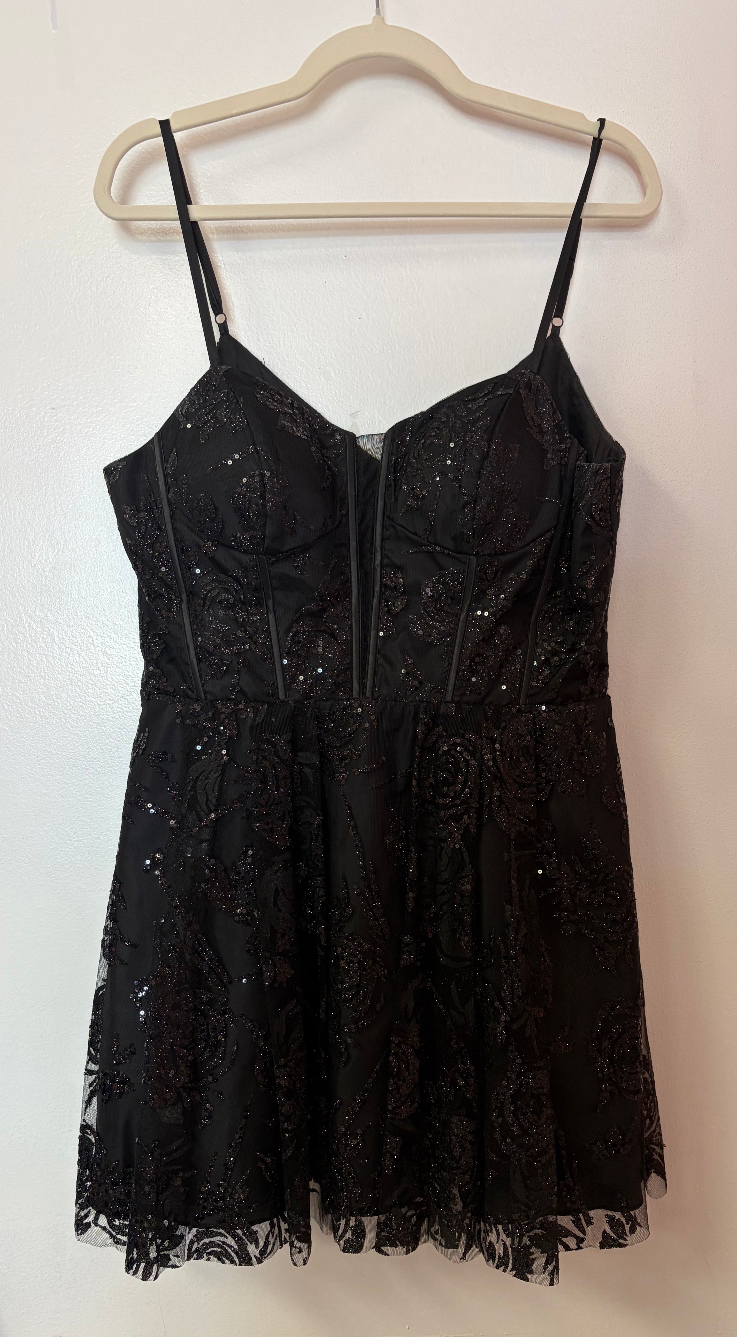 Blondie Nites Black Glitter Lace Fit-and-Flare Homecoming Dress – Everlasting Grace Formalwear LLC