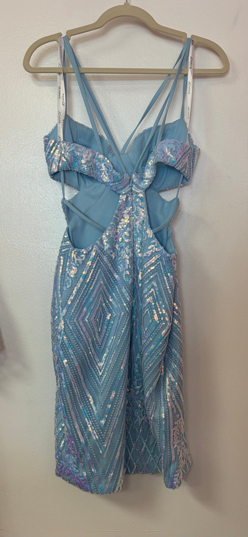 Jovani 36433 Ice Blue Iridescent Sequin Cocktail Dress