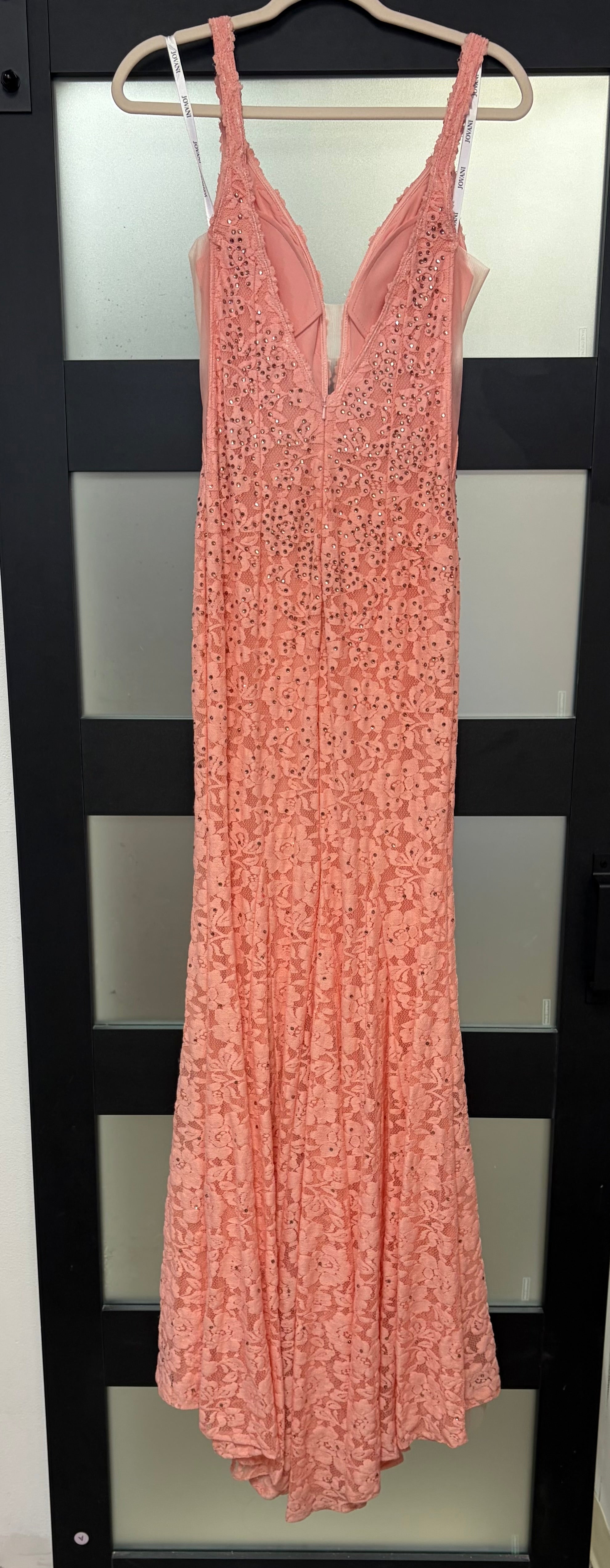 Jovani 48994 Blush Pink Lace Mermaid Gown with Rhinestone Detail