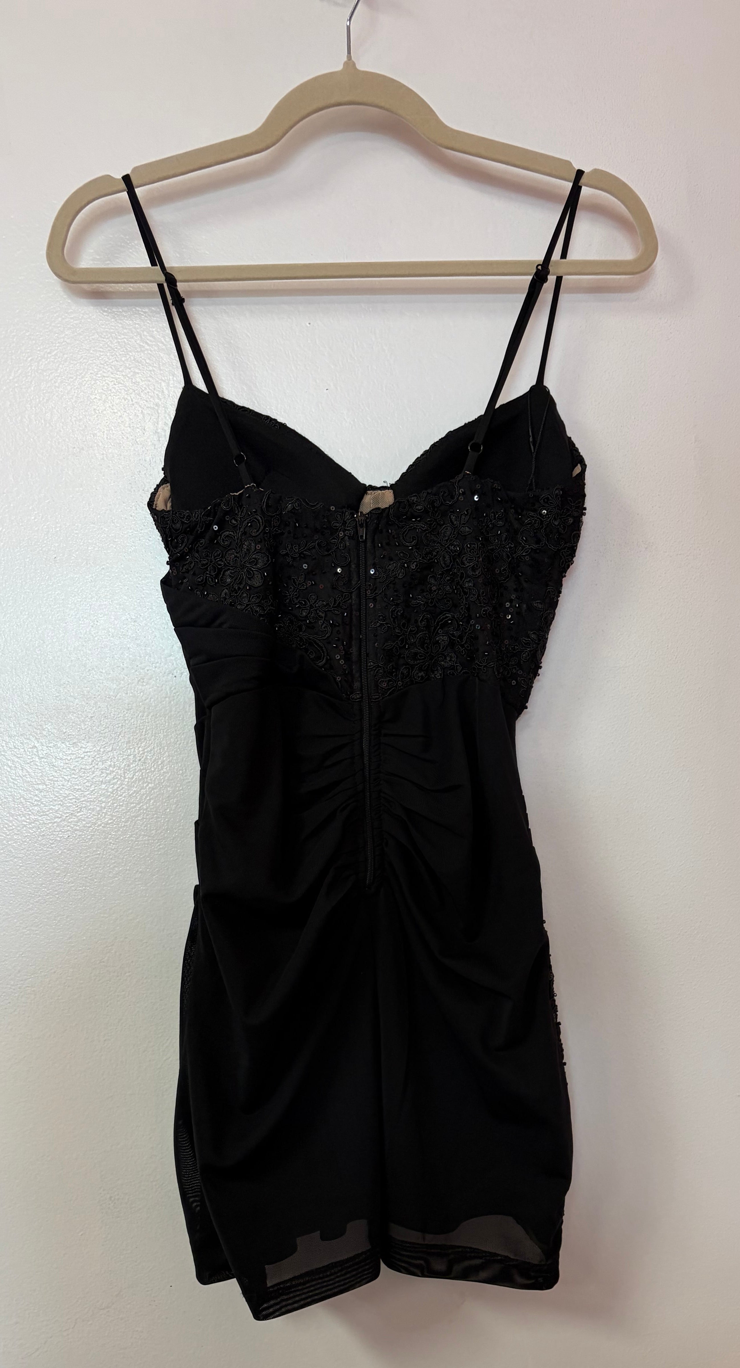 Black Satin & Lace Corset Mini Dress