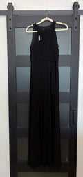 Black NightWay halter gown with keyhole design in chest