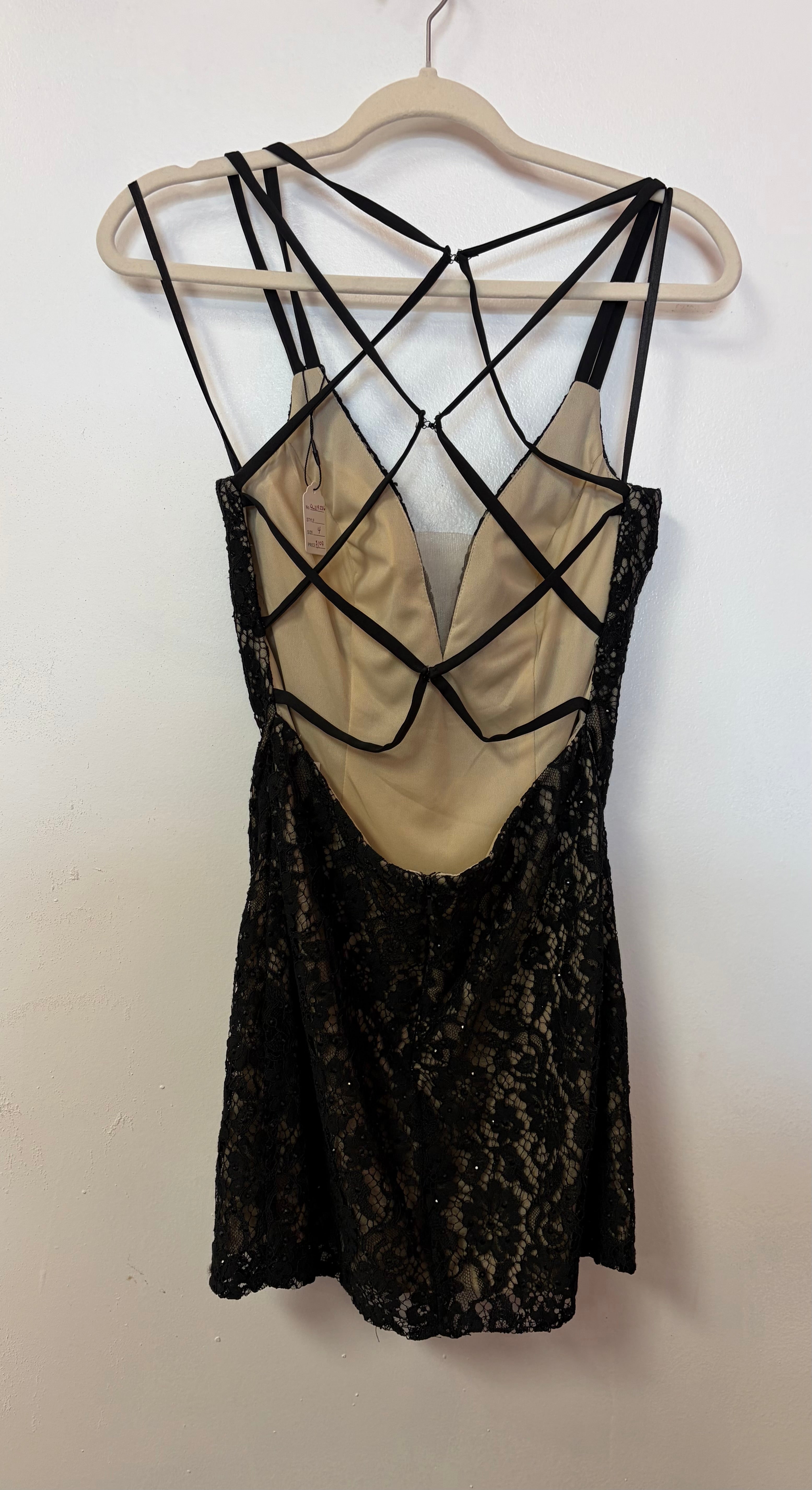 Colette by Mon Cheri CL219236 Black Lace Open Back Homecoming Dress