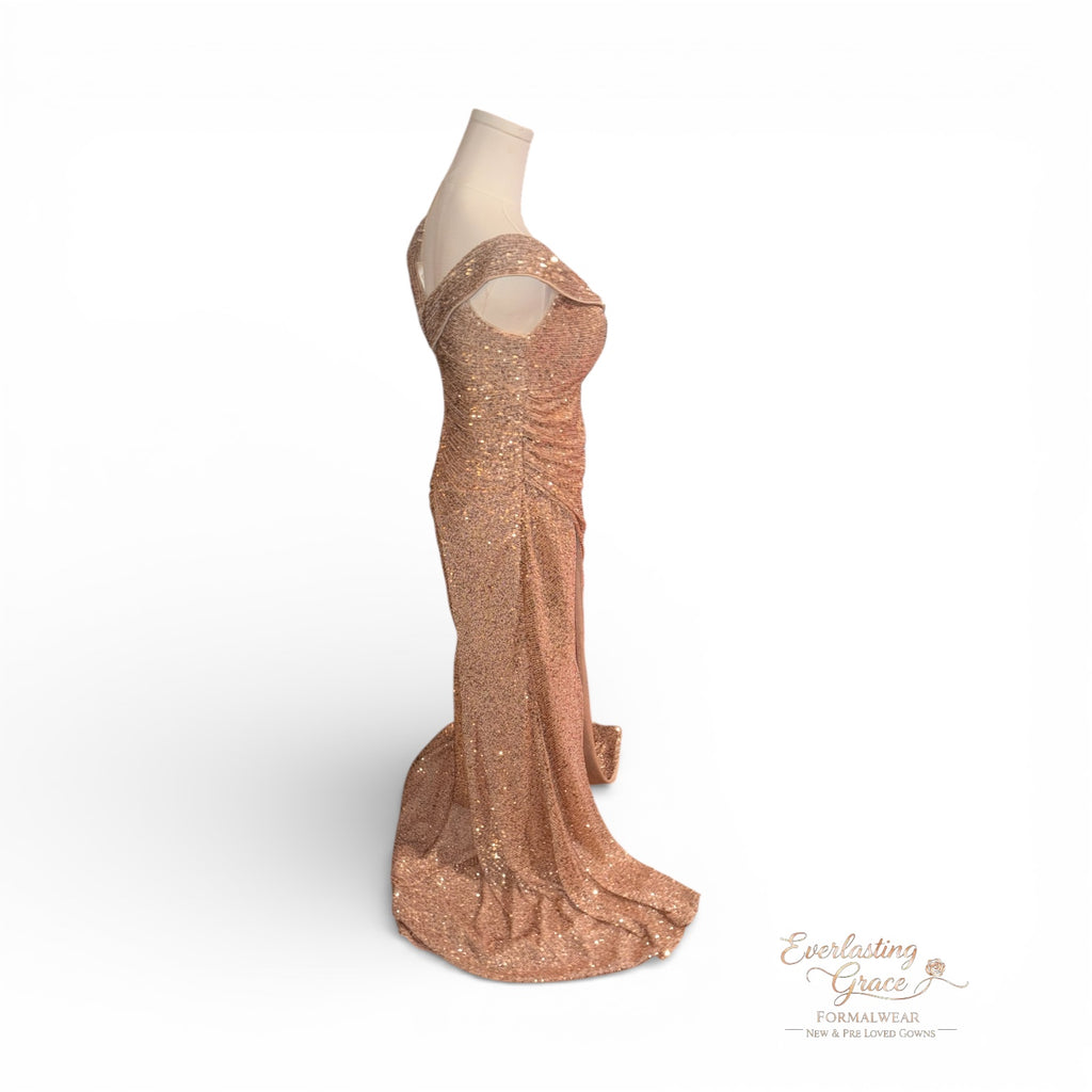 La Femme 29831 Rose Gold Sequin Prom Dress