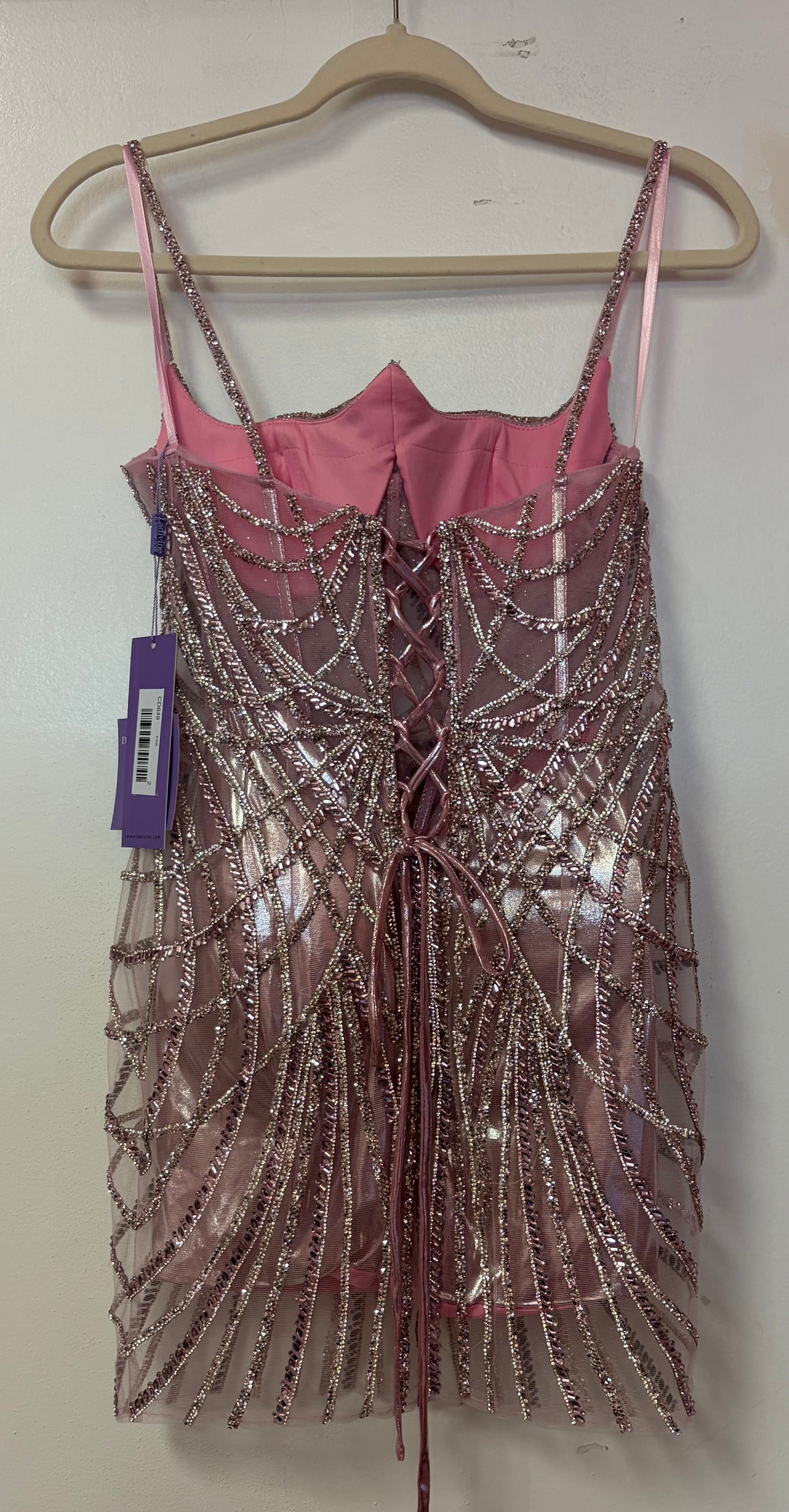 Ladivine by Cinderella Divine - CRYSTAL METALLIC FITTED MINI SHORT DRESS