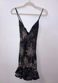 Hello Molly Black & Gold Sequin Flounce Hem Mini Dress