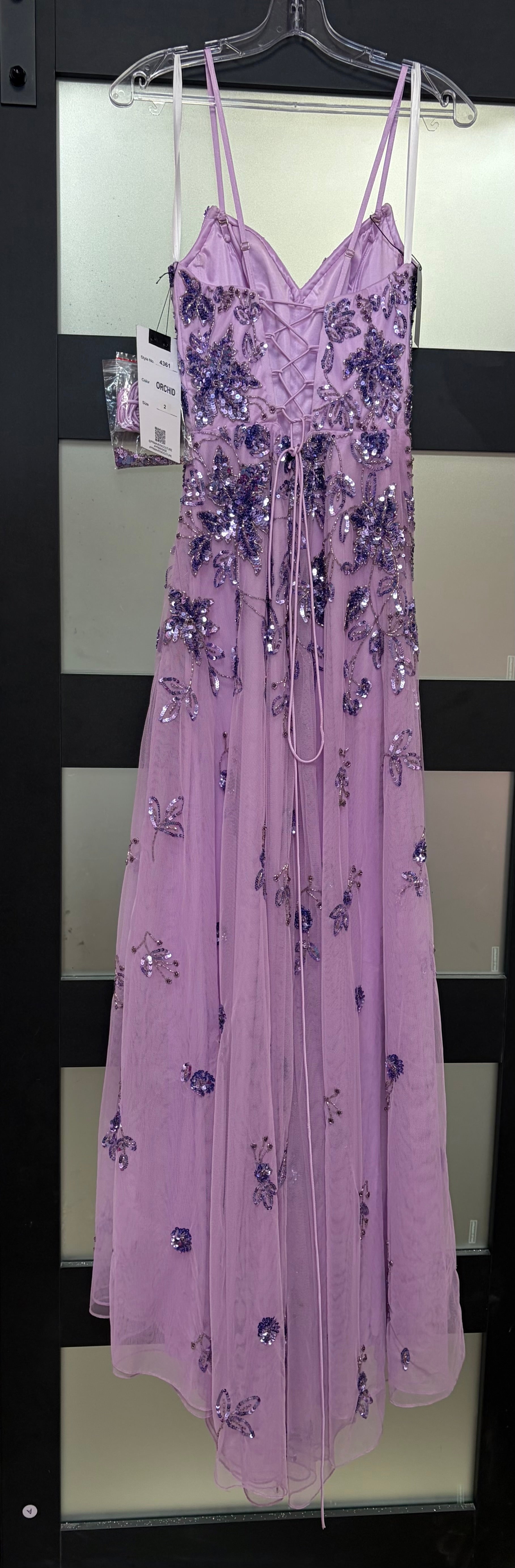 Primavera 4361 Orchid Beaded A-Line Formal Gown with Lace-Up Back