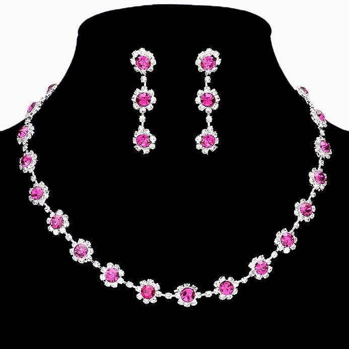 Diacly - Daisy Flower Rhinestone Strand Necklace Set