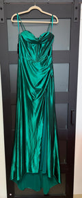 Emerald Green Amelia Couture corset cowl bust with optional train bustle in back