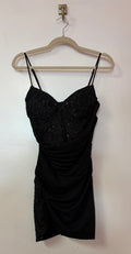 Black Satin & Lace Corset Mini Dress