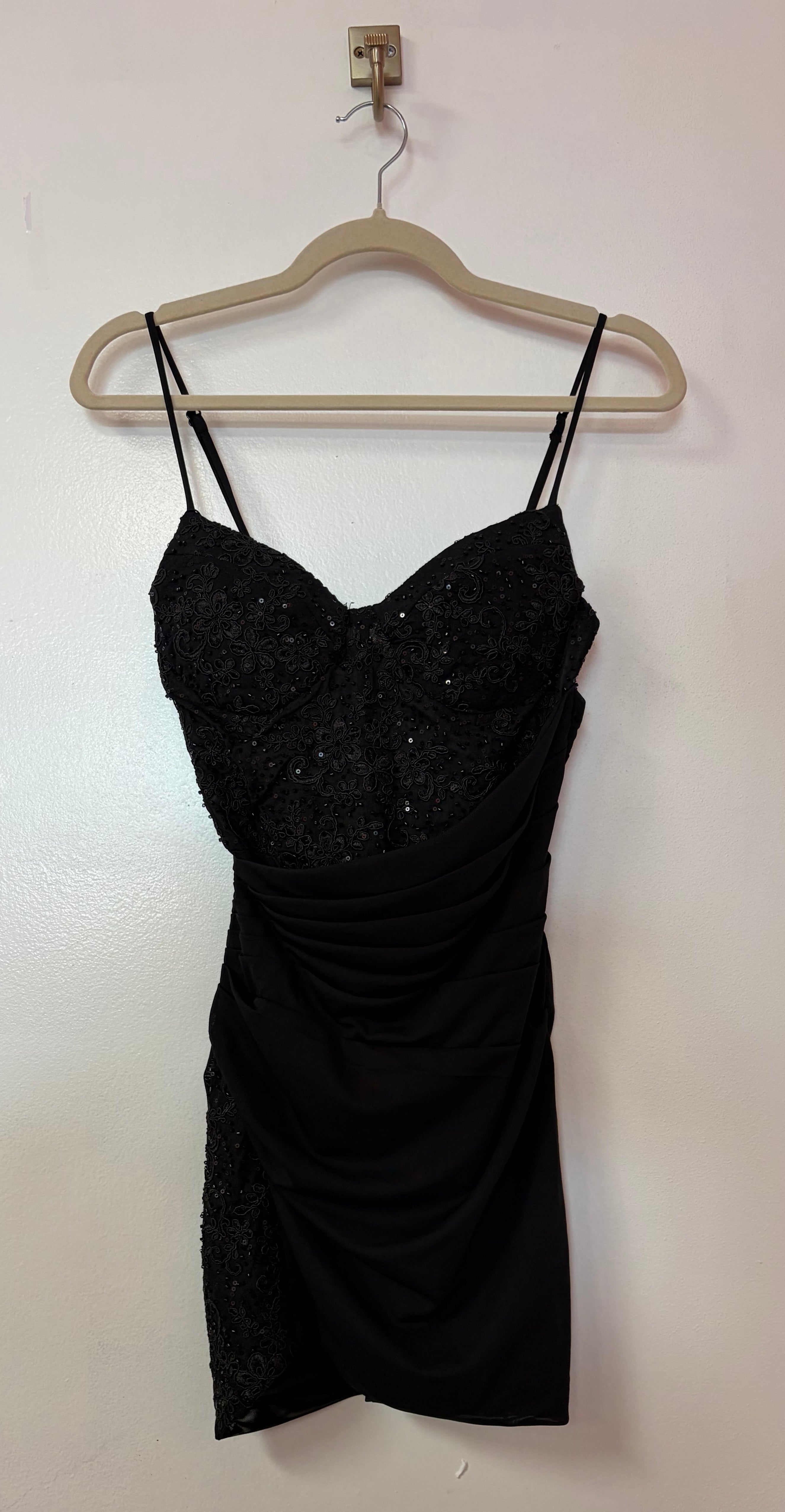 Black Satin & Lace Corset Mini Dress