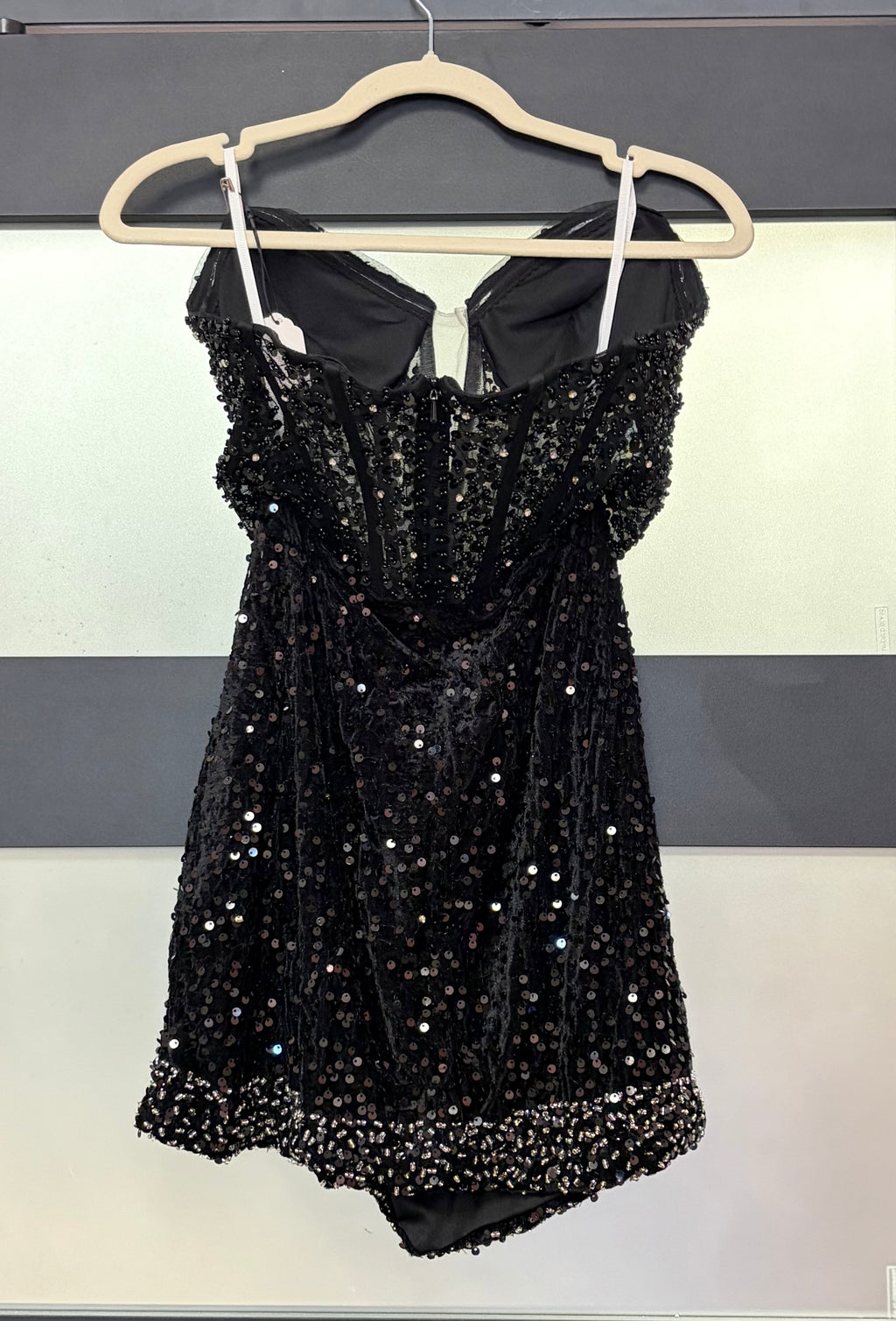 Black Sequin Corset Homecoming Dress