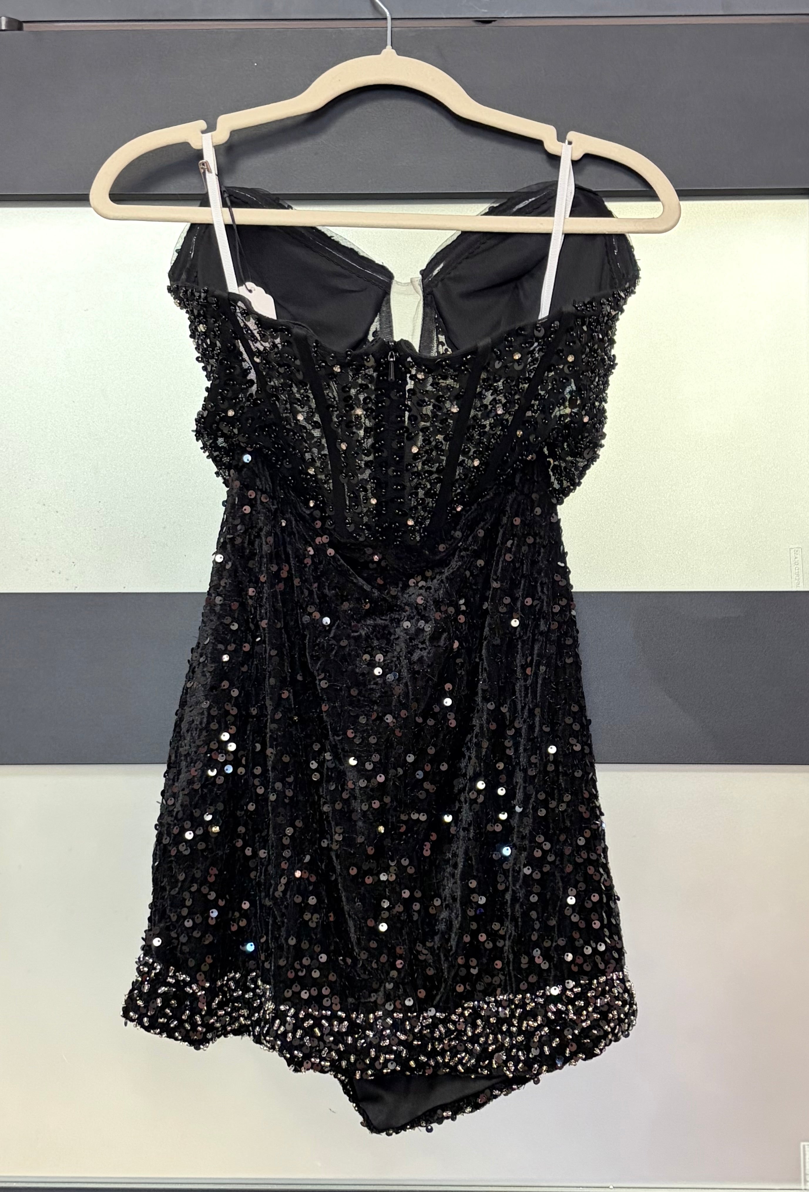 Black Sequin Corset Homecoming Dress