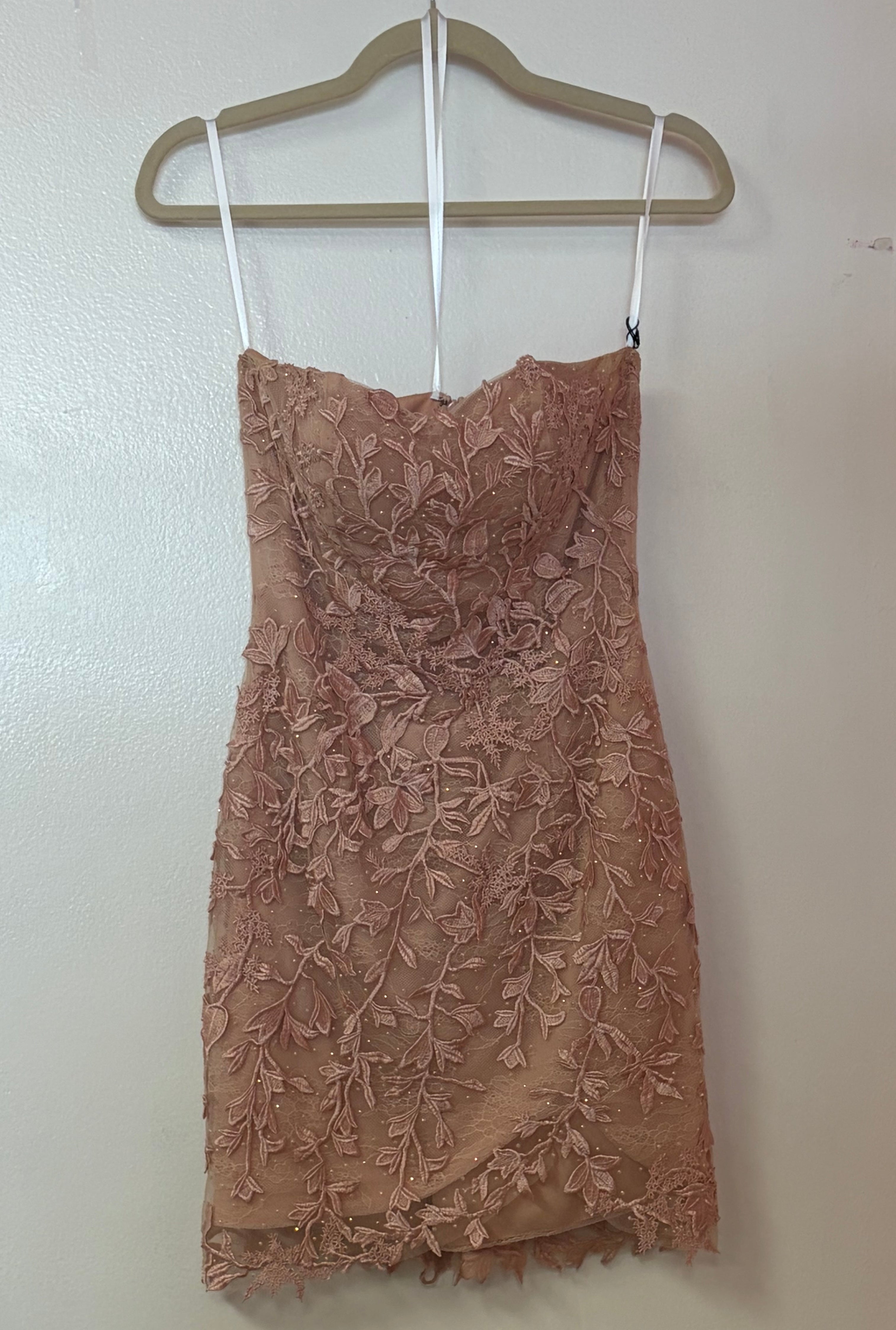 Sherri Hill 52339 Blush Embroidered Lace Cocktail Dress