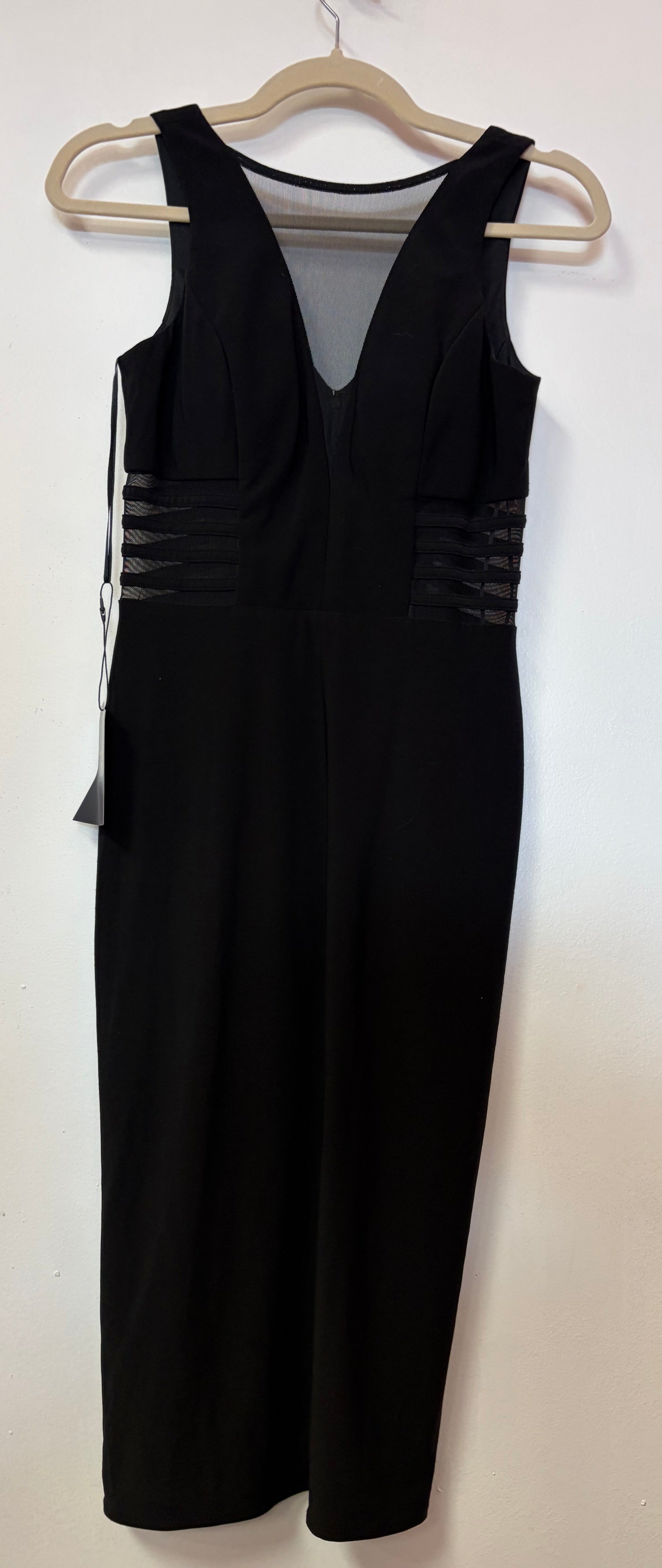 Morgan & Co Black Deep V-Neck Bodycon Dress with Illusion Side Cutouts