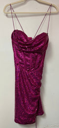 Amelia Couture BZ026S Magenta Sequin Corset Mini Dress