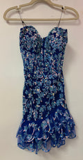 Primavera Couture 4424 Royal Blue Sequin Ruffle Homecoming Dress