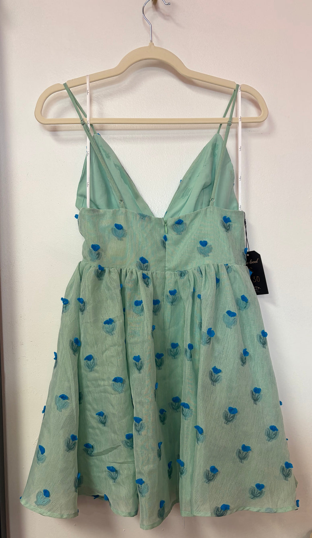 Lulus Mint Floral Embroidered Fit & Flare Dress