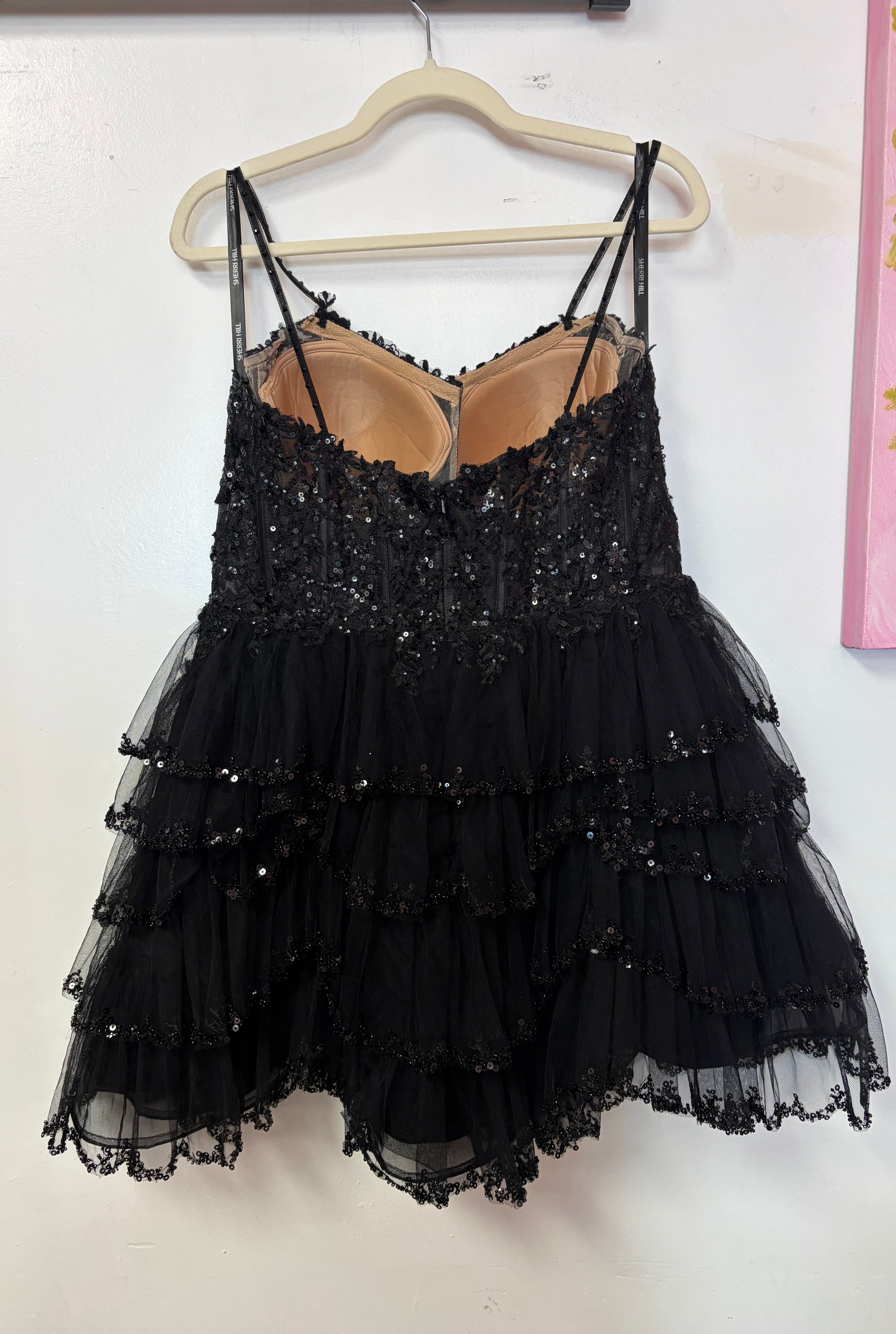 Sherri Hill Black Ruffle Homecoming Dress