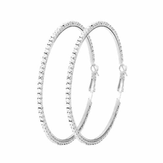 Diacly - 75mm Basic Sparkle Rhinestone Hoop Earrings