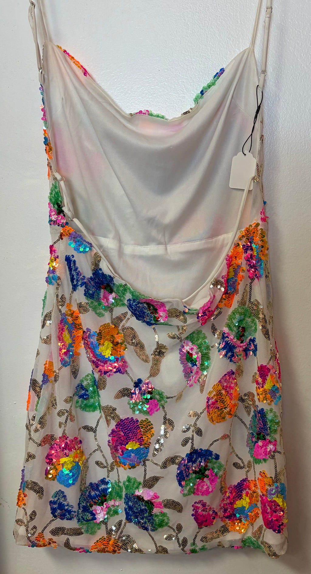 Multicolor Sequin Floral Mesh Homecoming Dress Rainbow Embellished Cocktail Mini