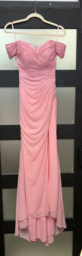 Ashley Lauren 11136 Blush Pink Off-the-Shoulder Ruched Evening Gown