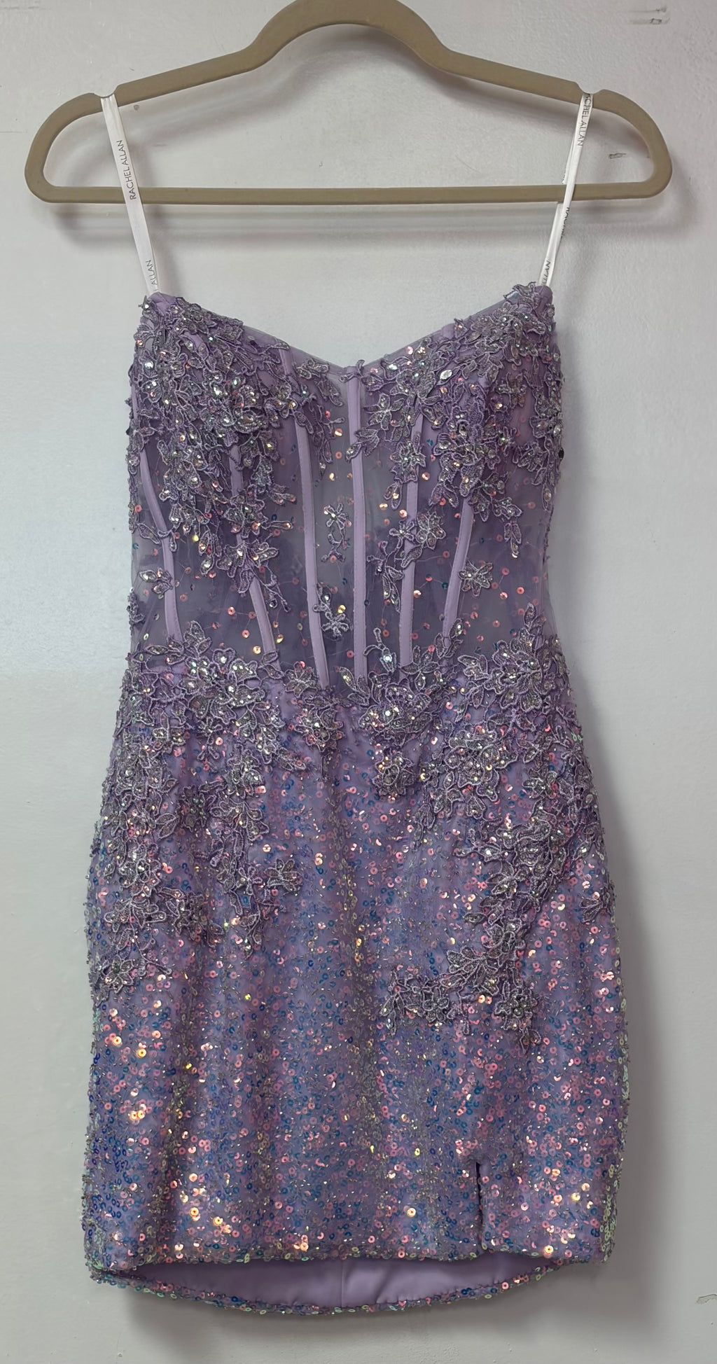 Rachel Allan 40126 Lilac Sequin Lace Corset Homecoming Dress
