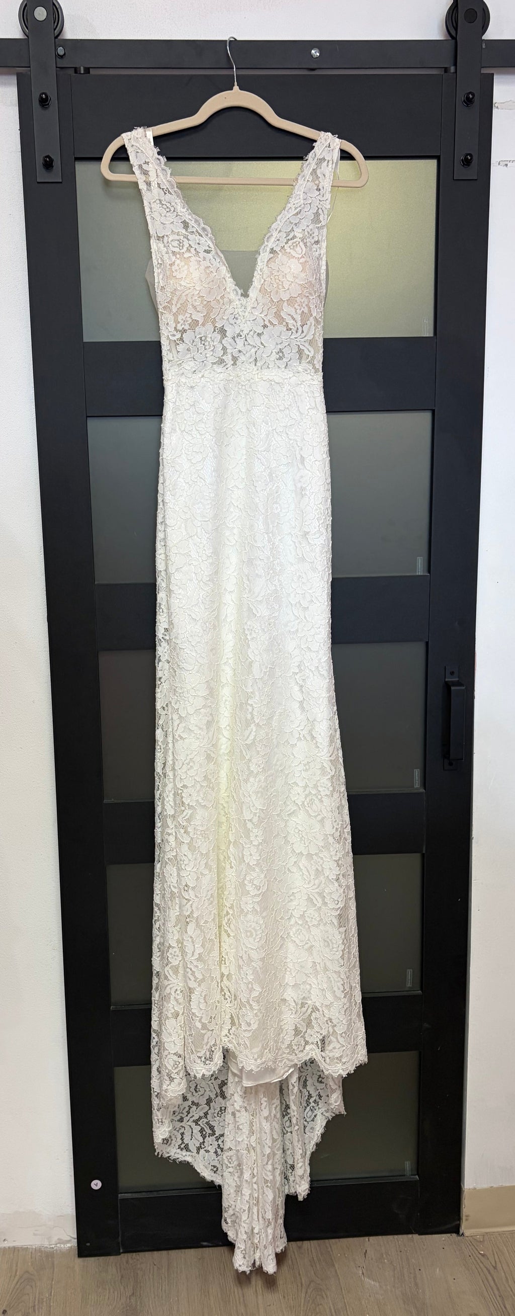 Soft Boho Bridal Gown with Deep V Neckline
