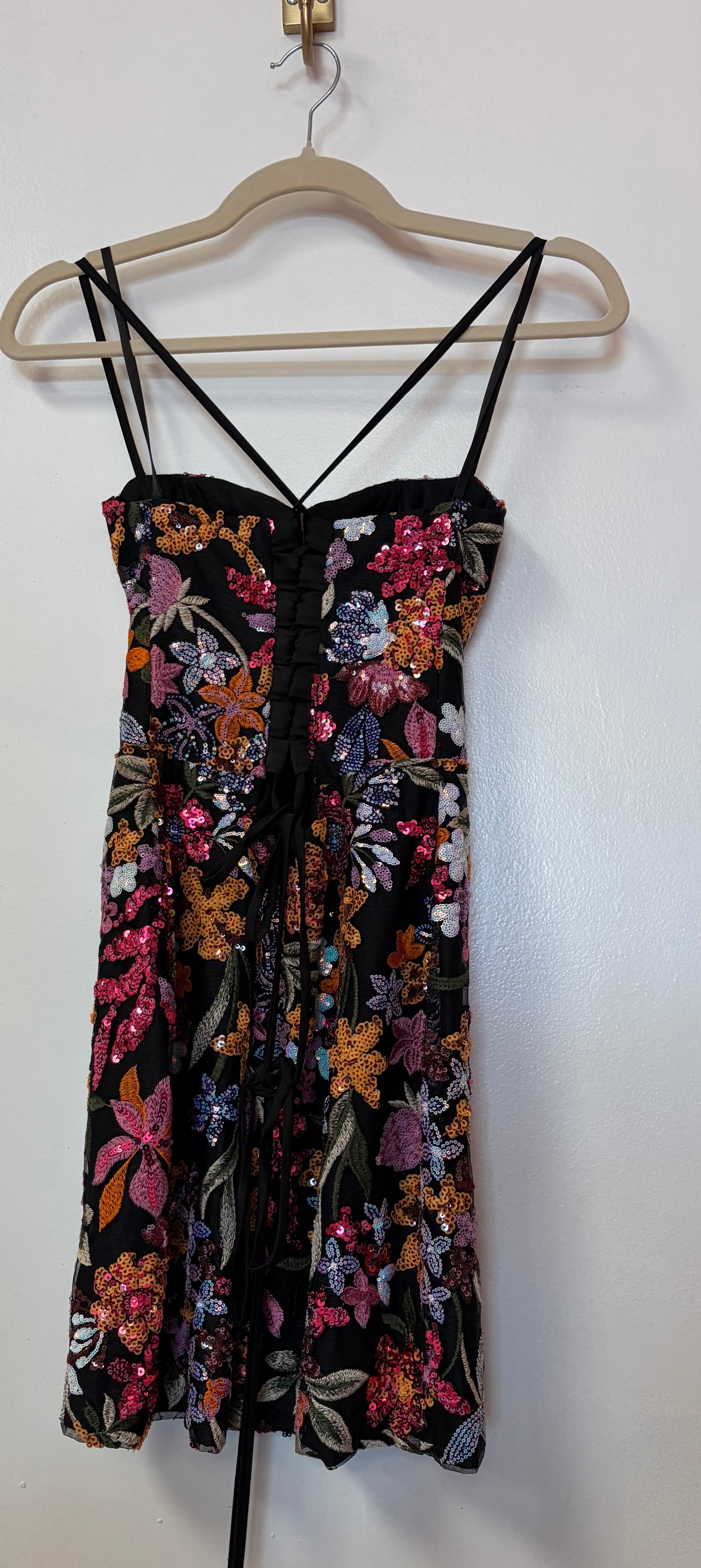 Alyce Paris 4880 Black Multicolor Floral Sequin Homecoming Dress