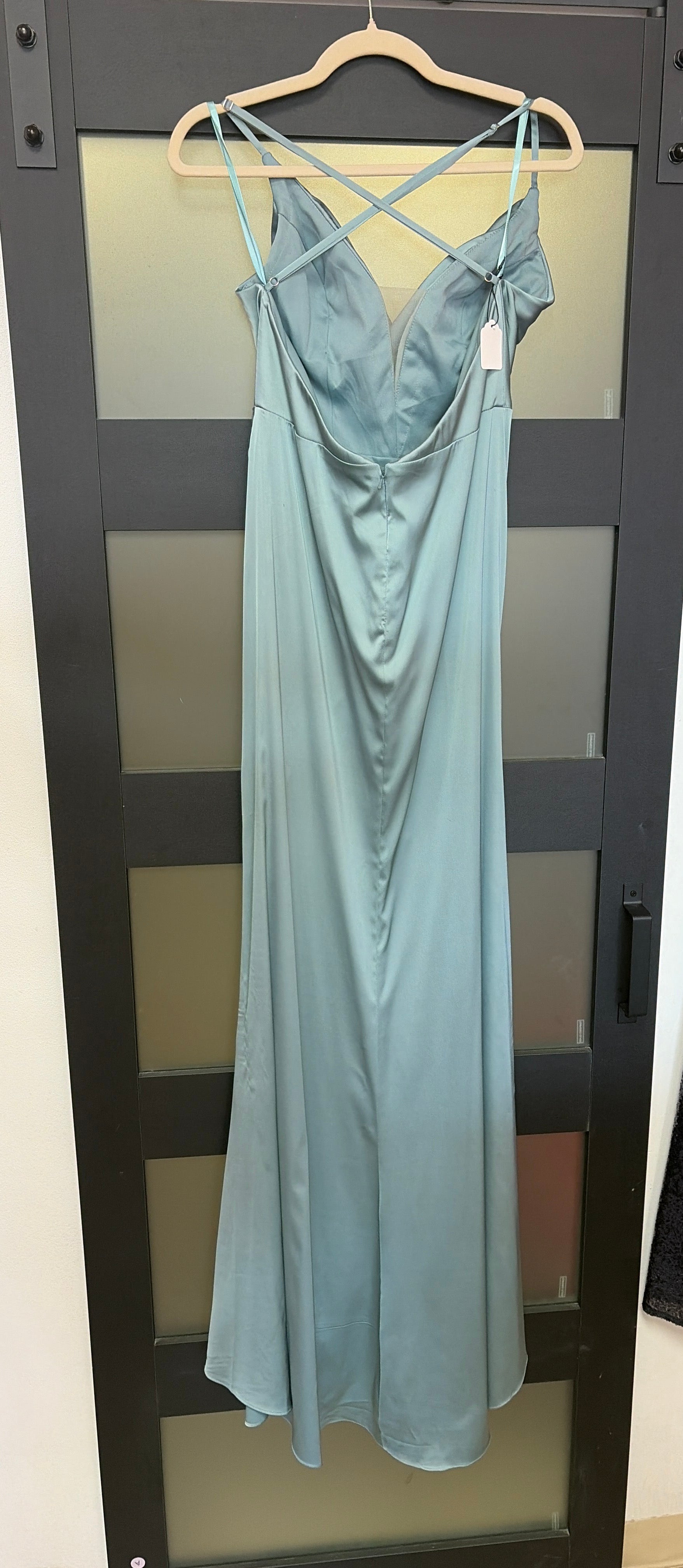Grey/Blue Cinderella divine cowl neck slip dress