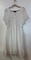 Ivory Swiss Dot Babydoll Dress with Smocked Bodice and Flutter Sleeves
