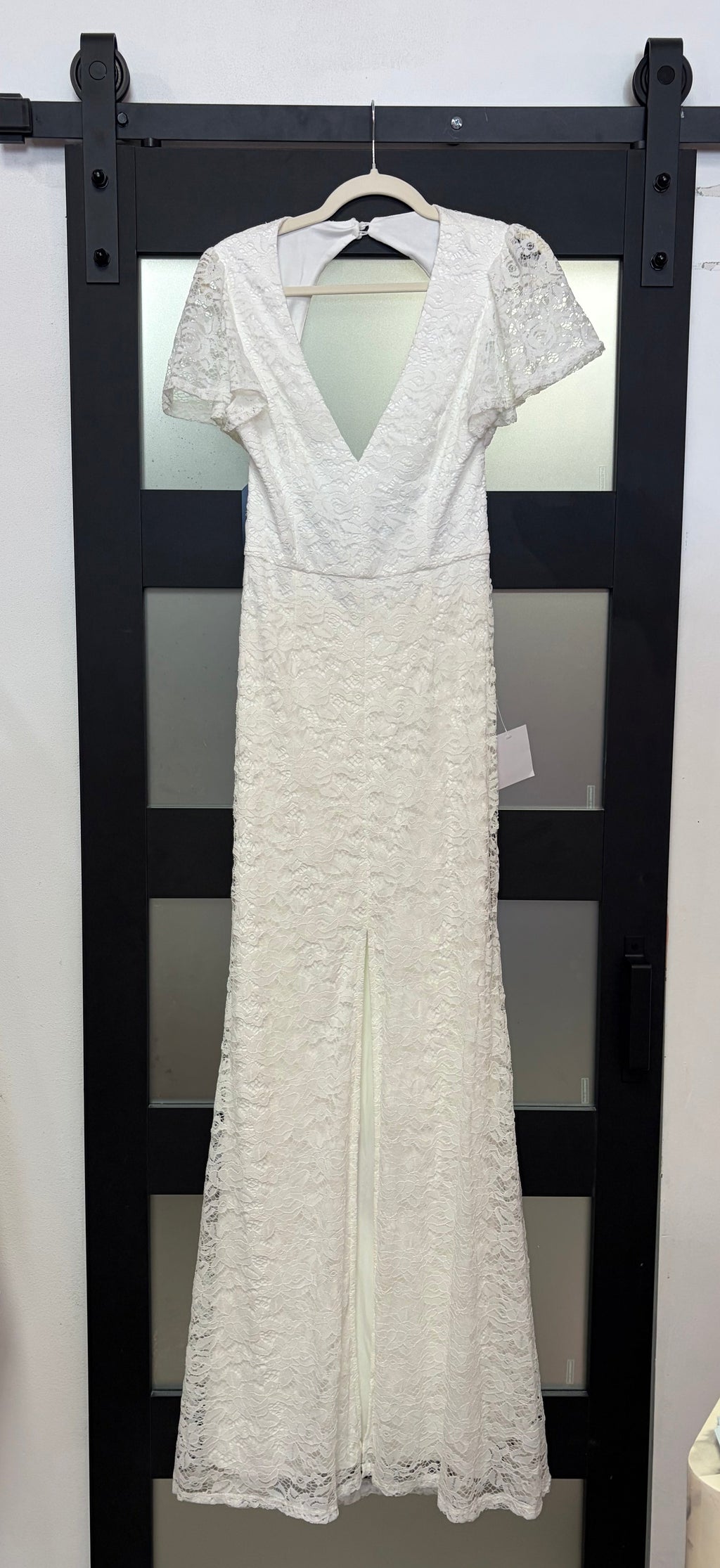 Lulus White Lace Deep V Maxi Dress