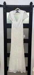 Lulus White Lace Deep V Maxi Dress