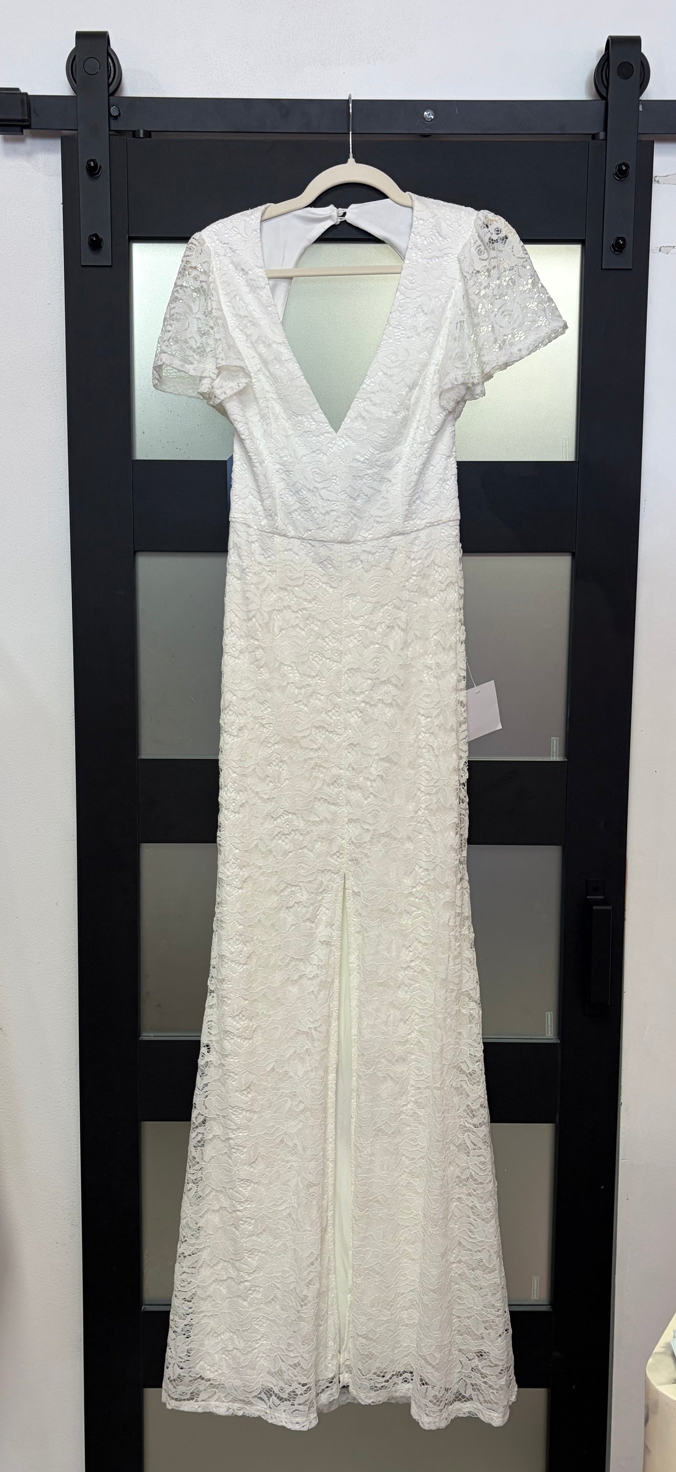 Lulus White Lace Deep V Maxi Dress