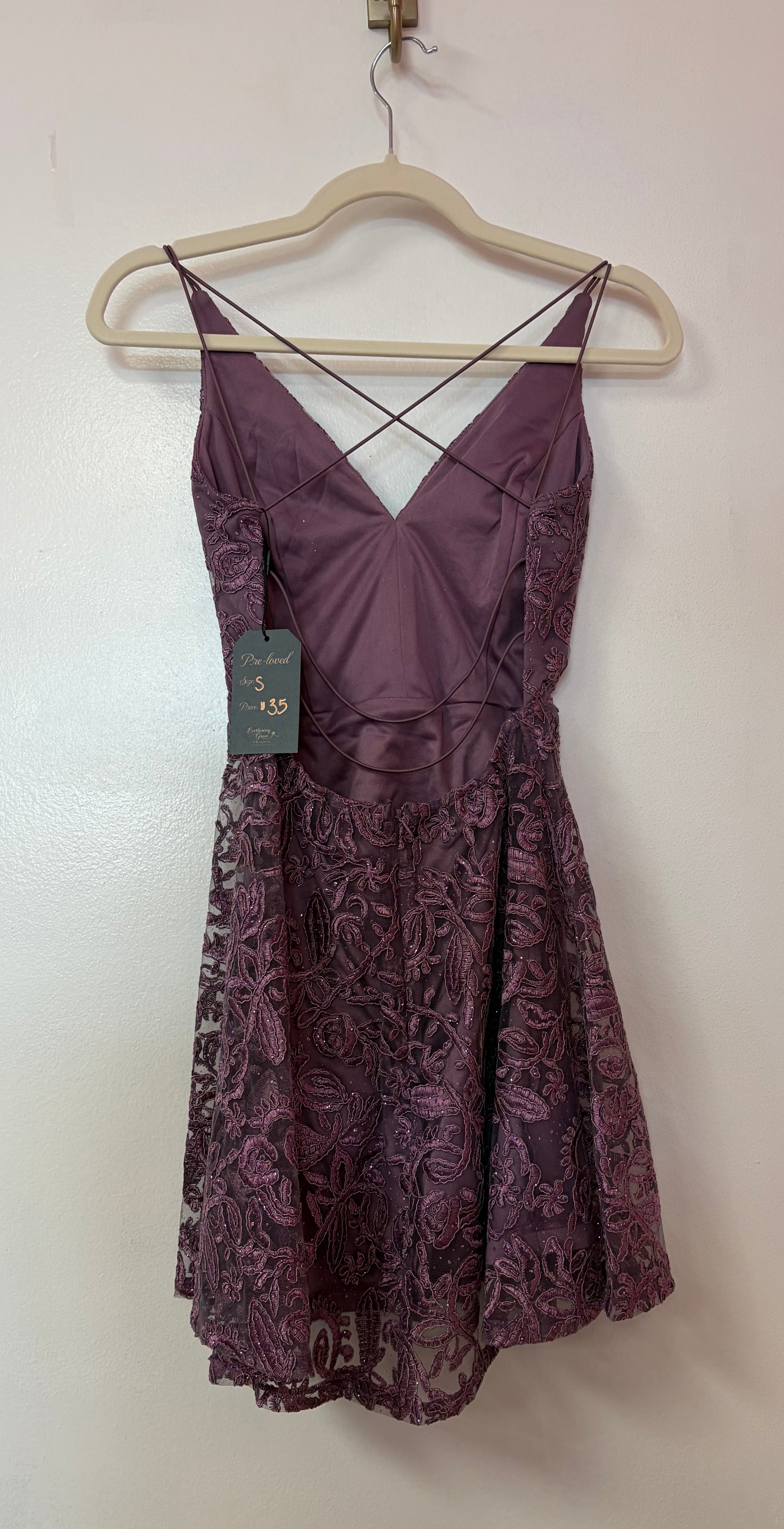 Lulus Plum Lace Open-Back Bodycon Dress