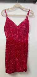 Hot Pink Lace & Sequin Bodycon Homecoming Dress
