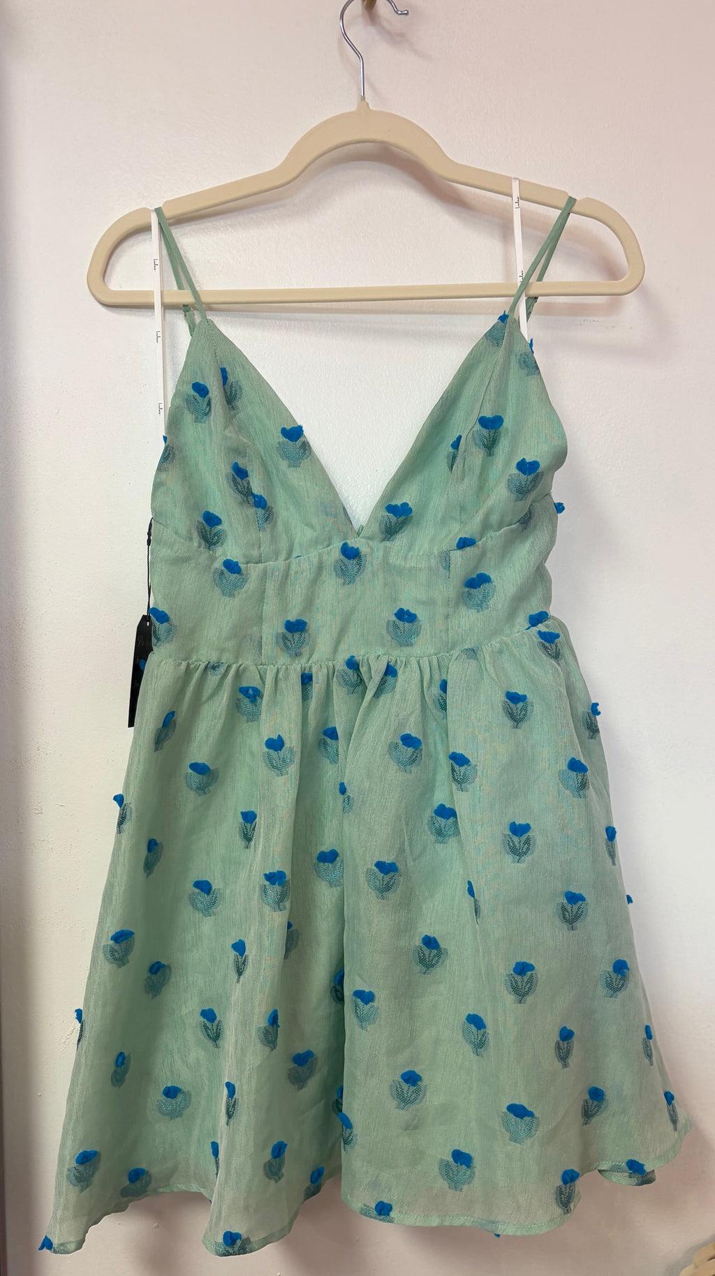 Lulus Mint Floral Embroidered Fit & Flare Dress