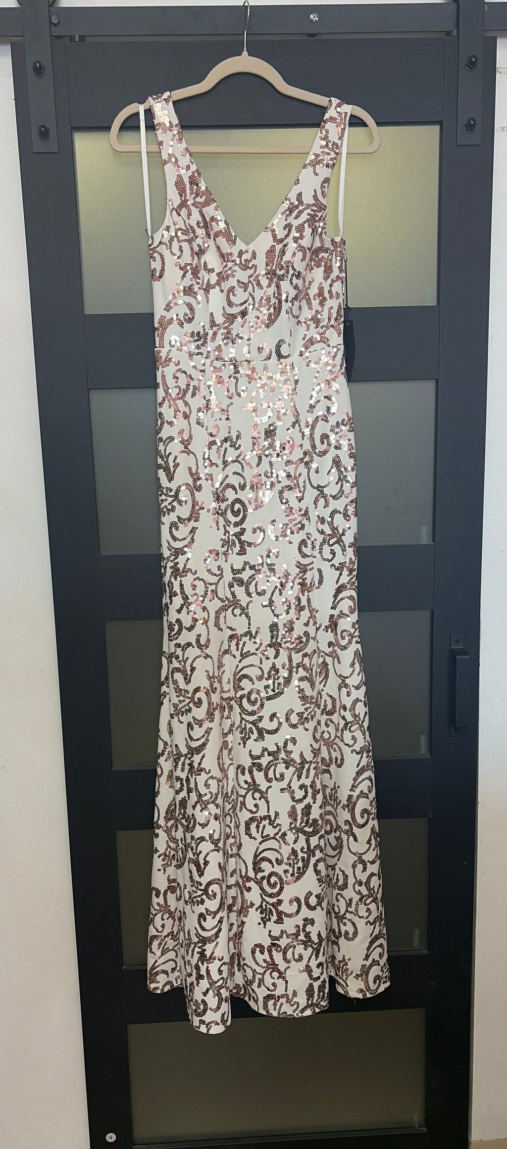 City Triangles white gown with gold detailing