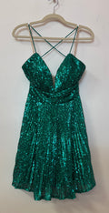 Faviana S10619 Emerald Sequin Fit & Flare Homecoming Dress