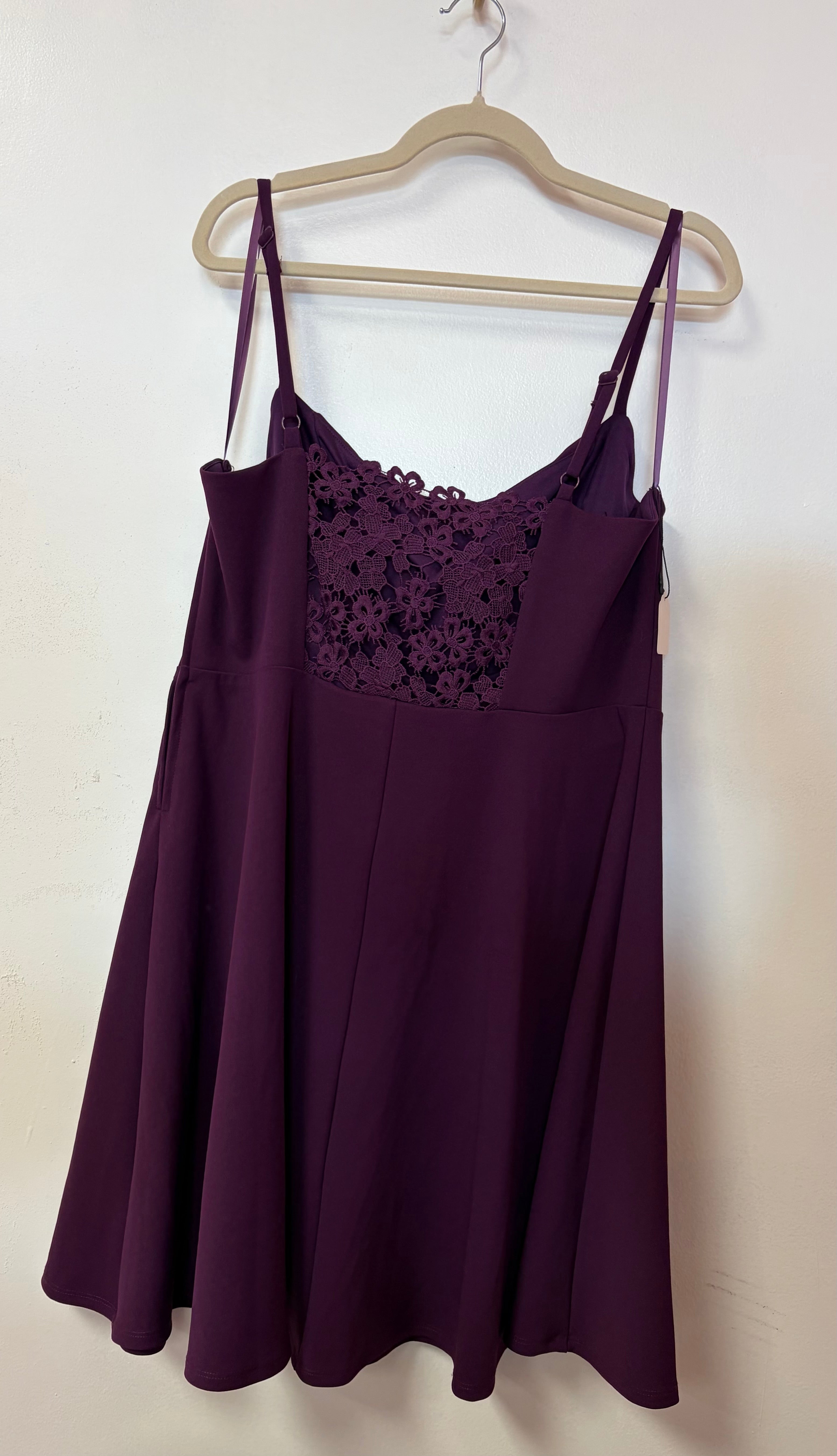Plum Fit & Flare Homecoming Dress with Lace Back Detail