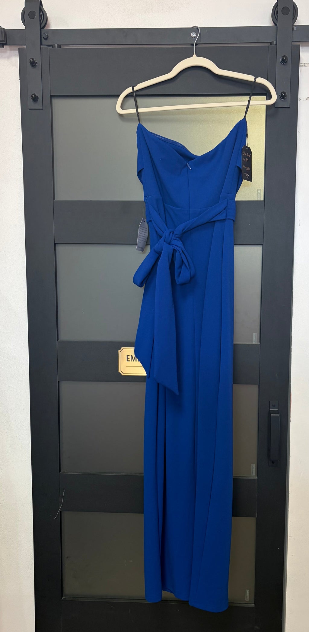 Lulus Sapphire Blue Front Slit Strapless Evening Gown