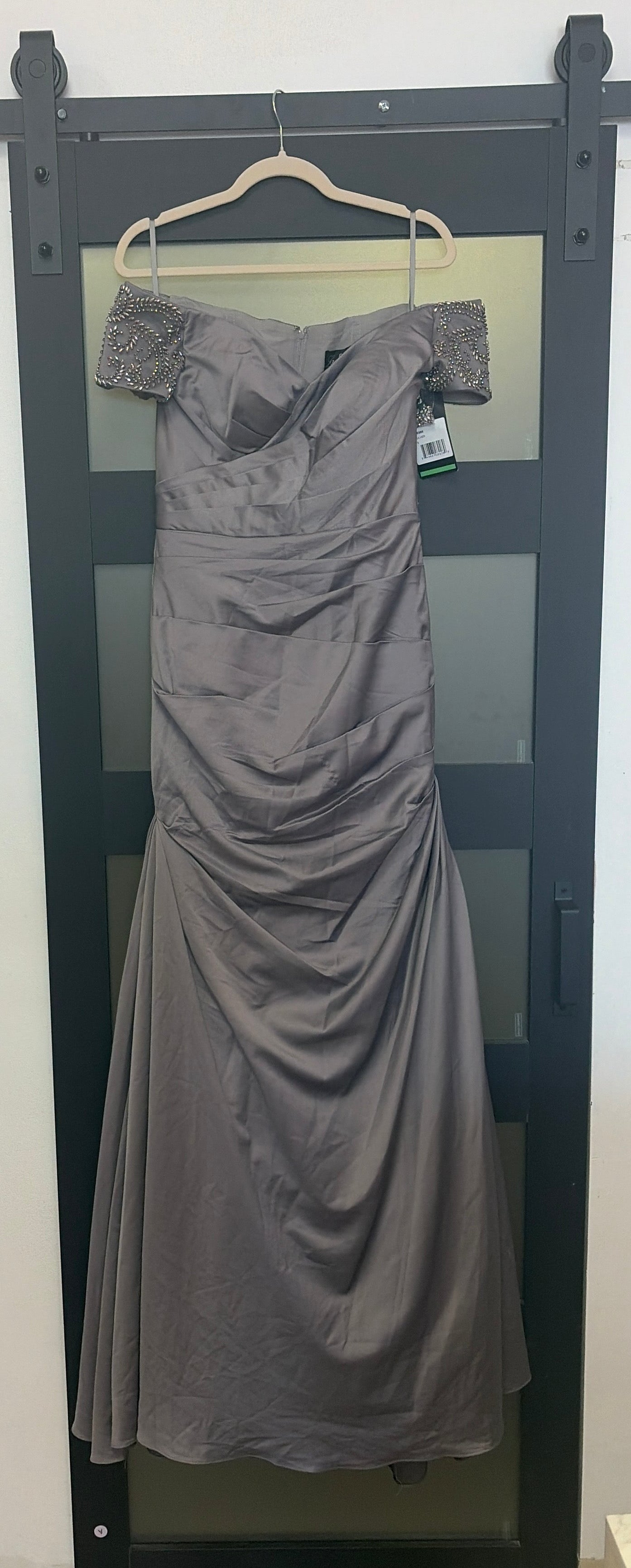 Silver off the shoulder La Femme style no. 25996