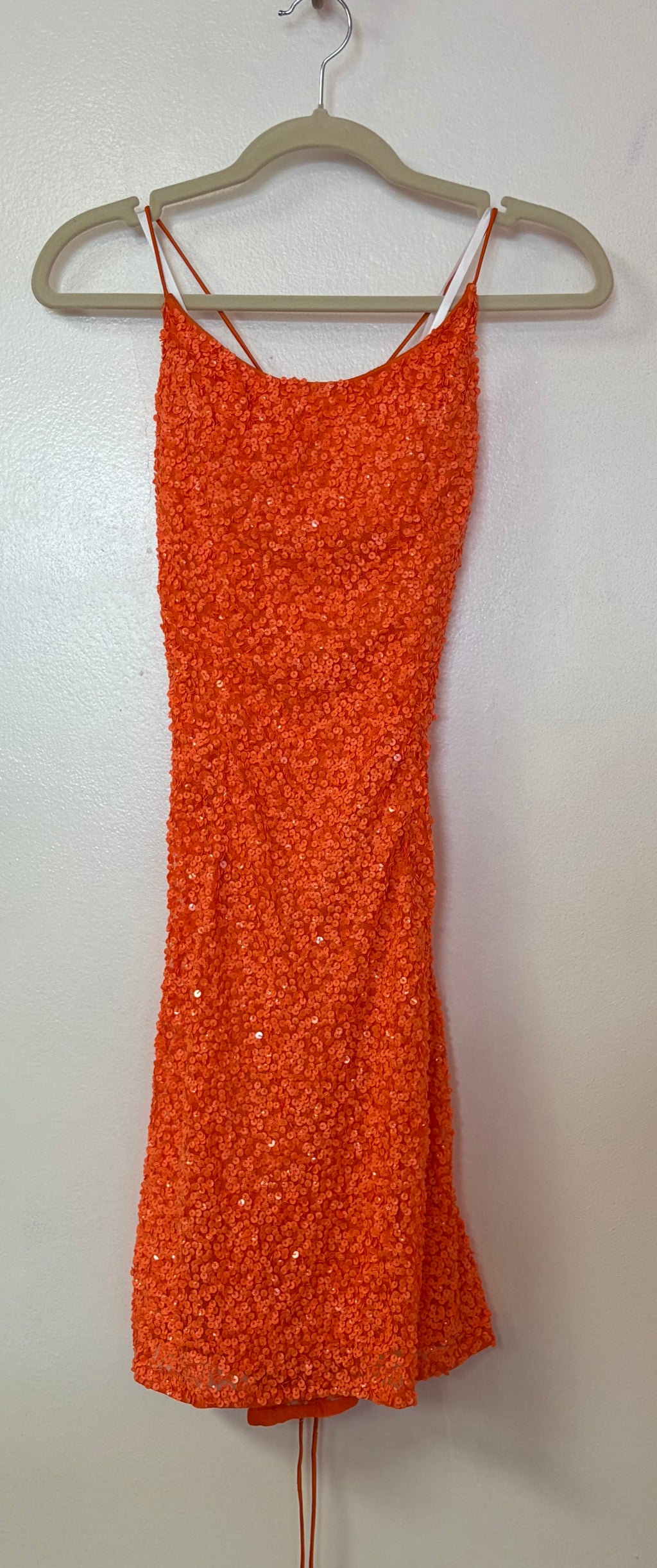 Primavera Couture 3351 Neon Orange Sequin Cocktail Dress