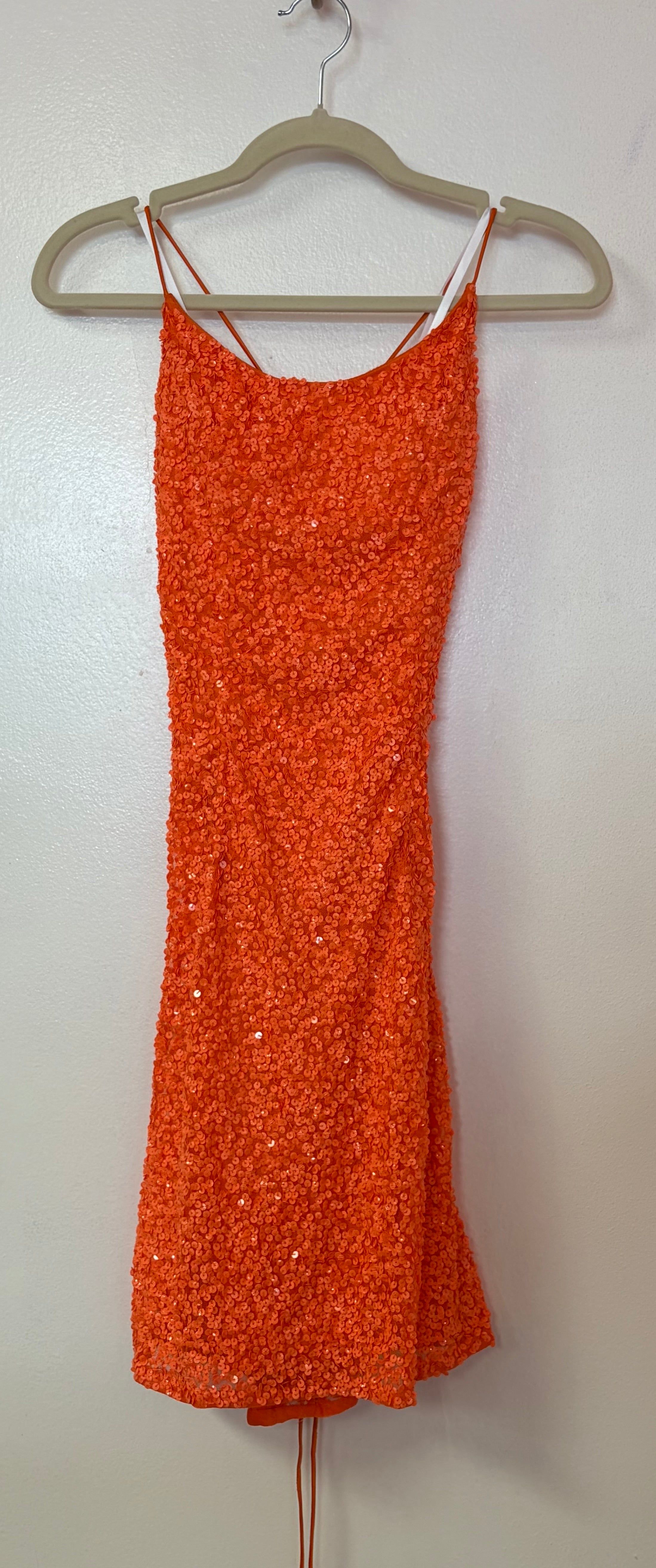 Primavera Couture 3351 Neon Orange Sequin Cocktail Dress