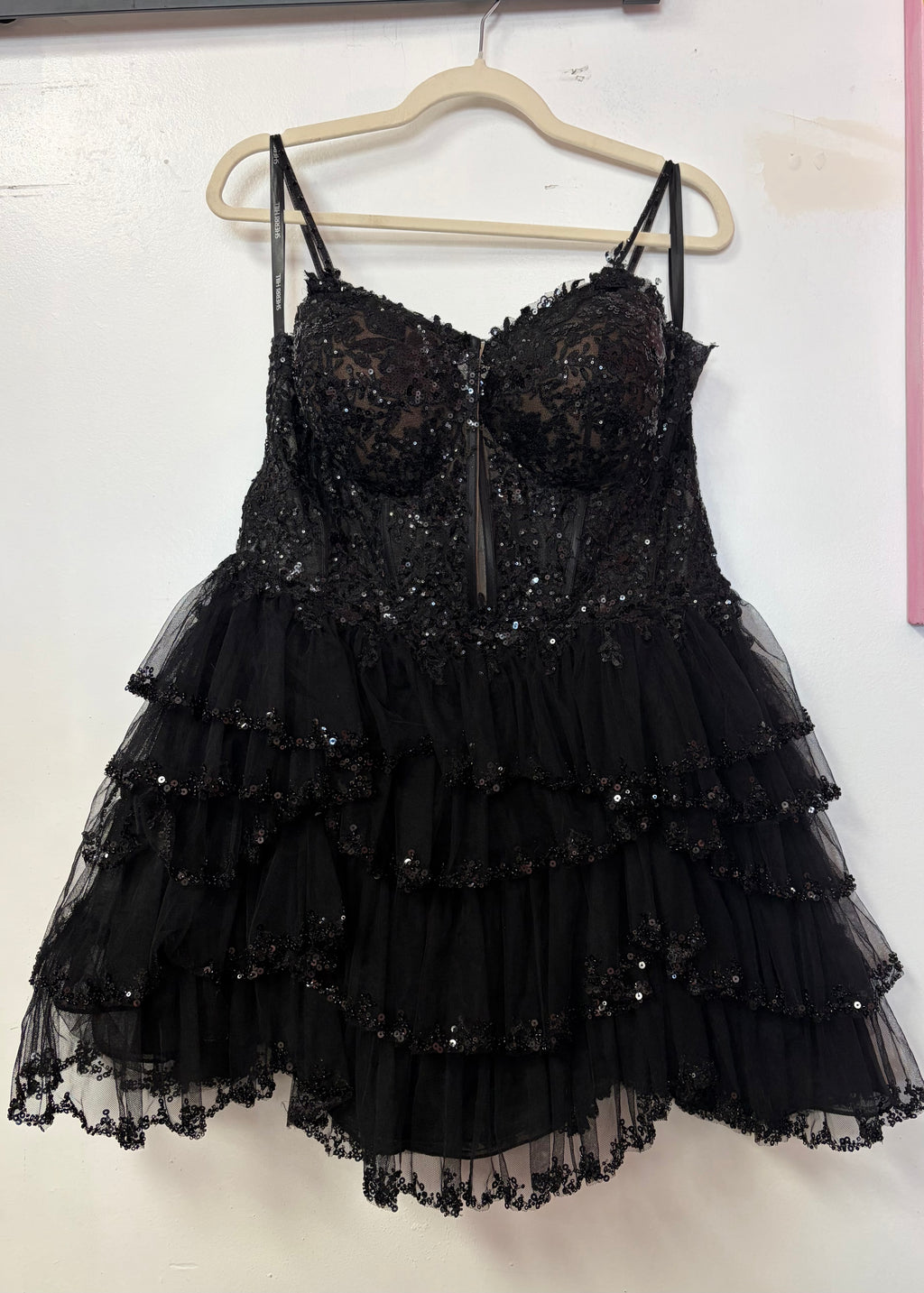 Sherri Hill Black Ruffle Homecoming Dress