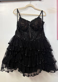 Sherri Hill Black Ruffle Homecoming Dress