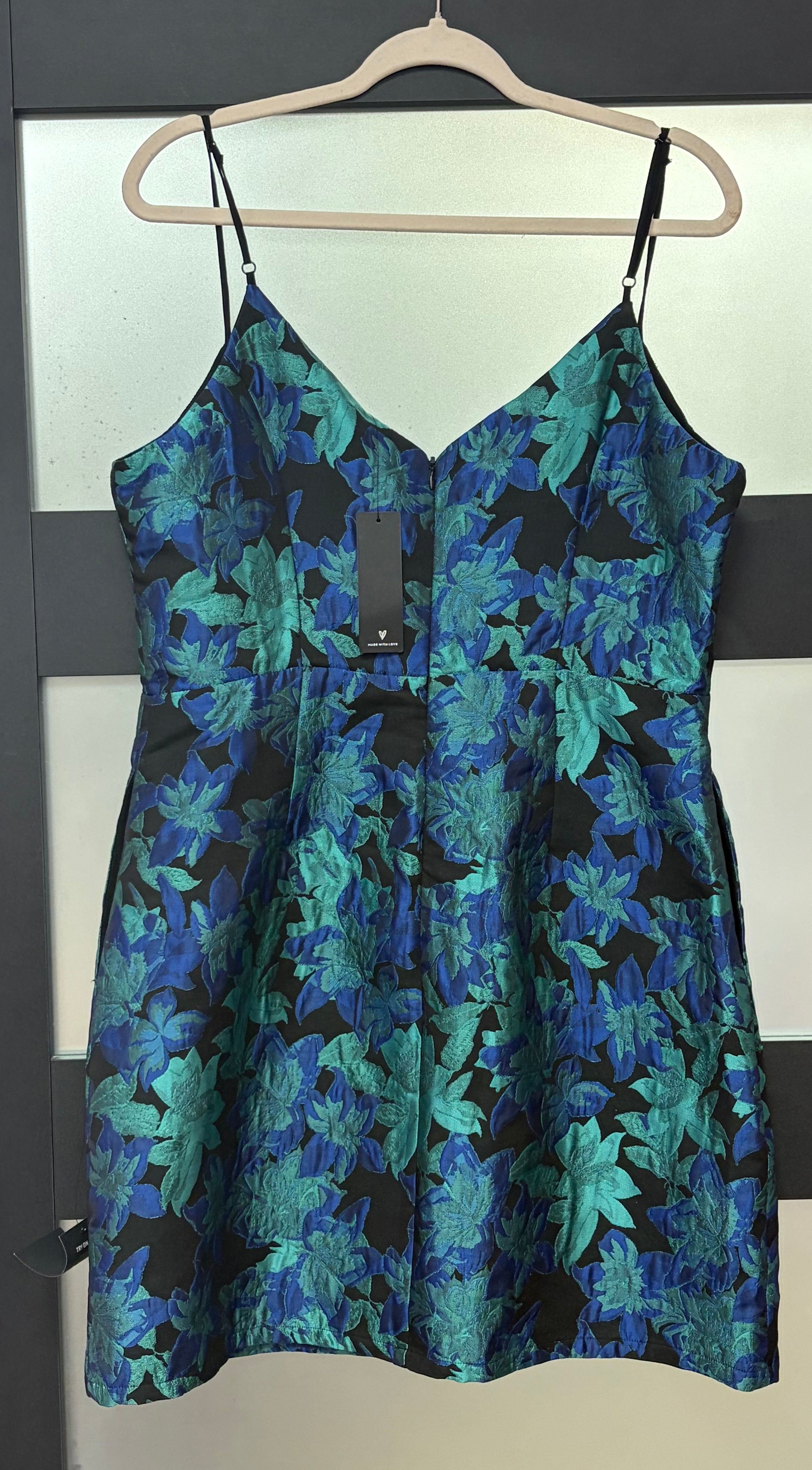 Lulus Blue Floral Jacquard Bodycon Mini Dress