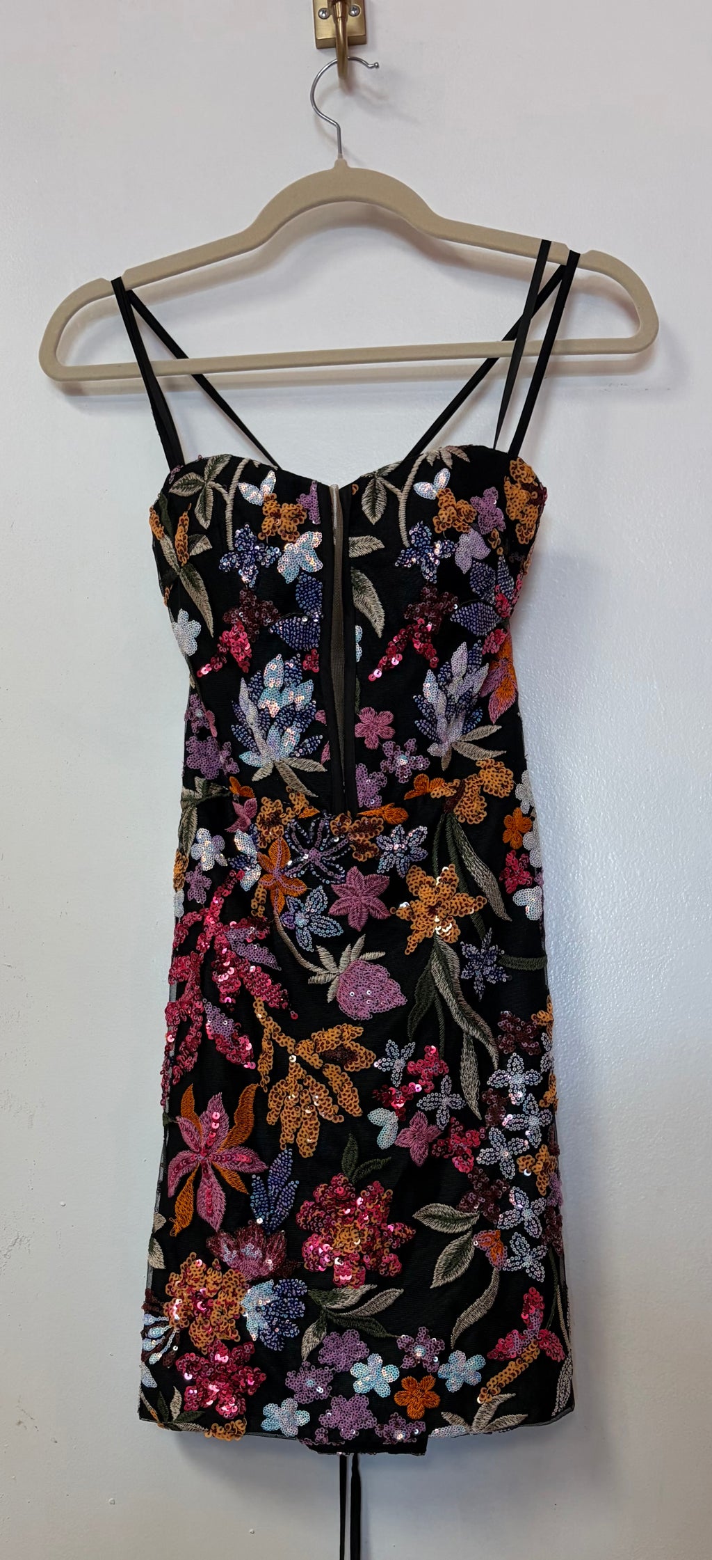 Alyce Paris 4880 Black Multicolor Floral Sequin Homecoming Dress
