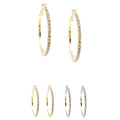 Diacly - 12pk Gold Silver Rhinestone Hoop Earrings