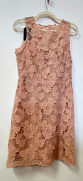 Blush Floral Crochet Lace Shift Dress with Scalloped Hem